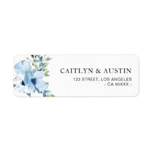 light blue floral address label