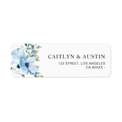 light blue floral address label