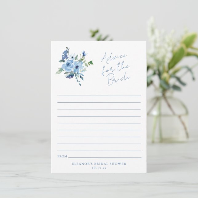 Light Blue Floral Advice for the Bride Card (Standing Front)