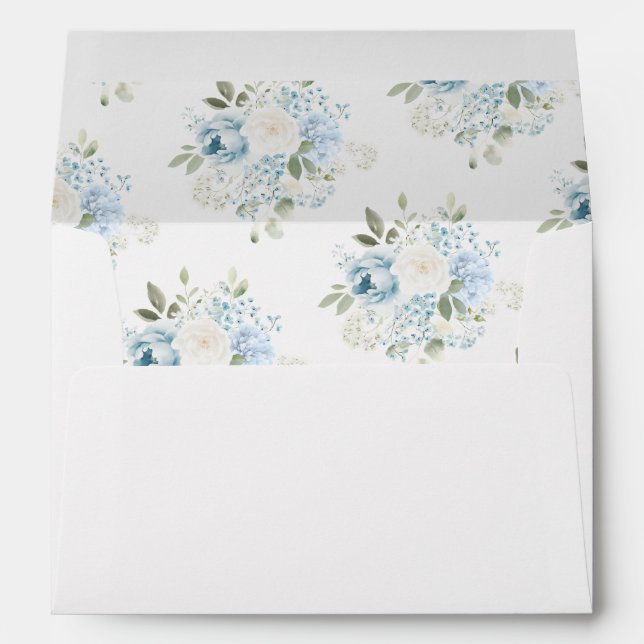 Light Blue Floral Bouquet Wedding  Envelope (Back (Bottom))
