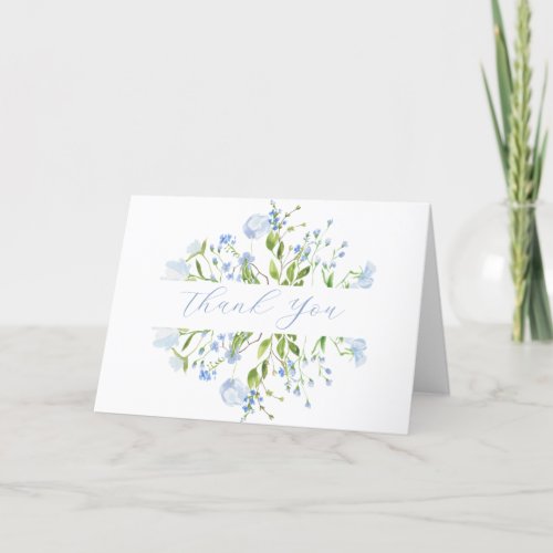 Light Blue Floral Bridal Shower Folded Thank You Card