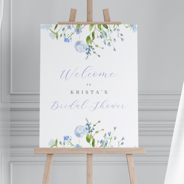 Light Blue Floral Bridal Shower Welcome Foam Board (Creator Uploaded)
