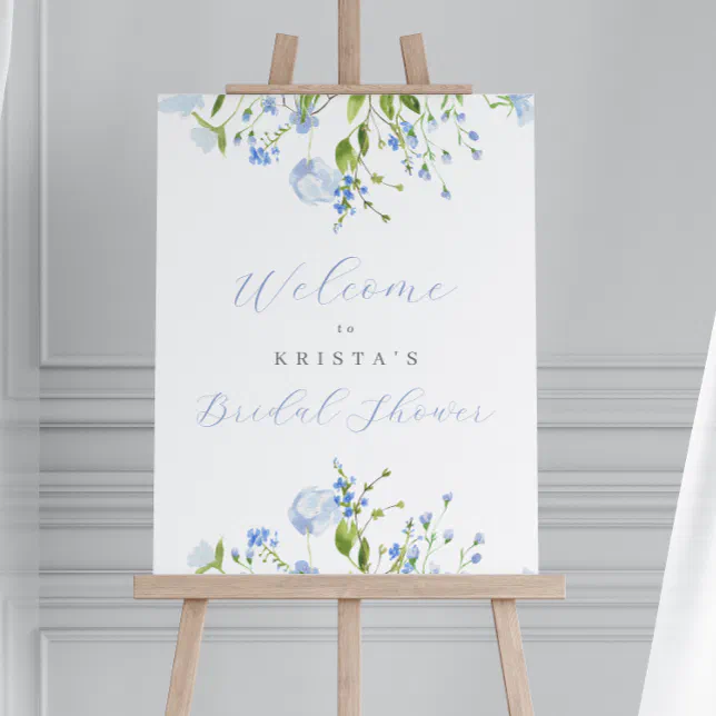 Light Blue Floral Bridal Shower Foam Board Zazzle
