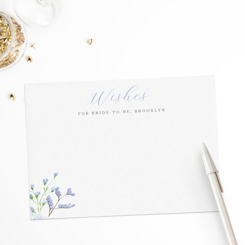 Light Blue Floral Bridal Shower Wishes Card
