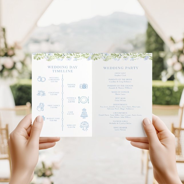 Light Blue Floral Chic Wedding Foldable Program (Creator Uploaded)