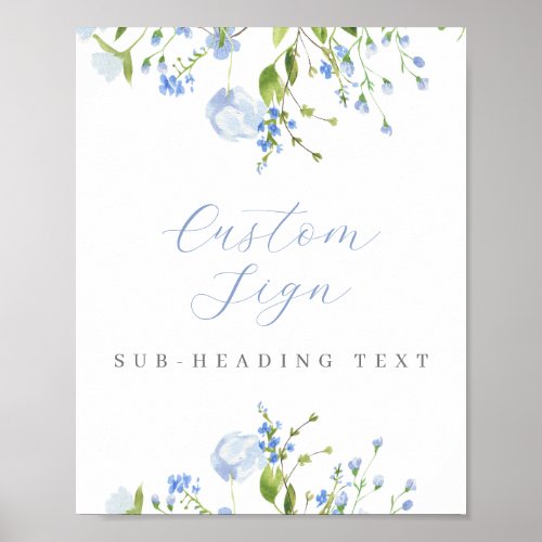 Light Blue Floral Custom Editable Digital Download Poster