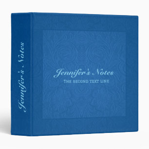 Light Blue Floral Design Suede Leather Look 3 Ring Binder