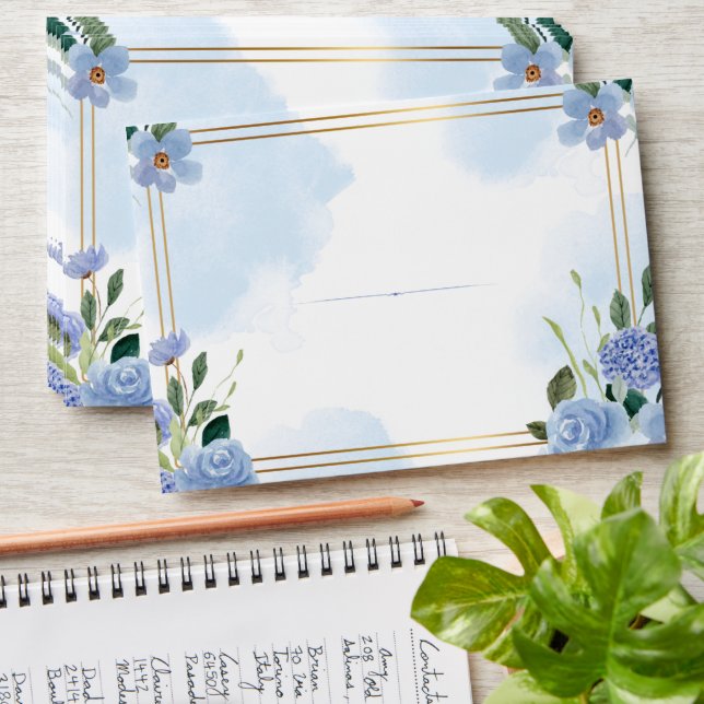 Light Blue Floral Envelope | Elegant Personalized  (Stacked)
