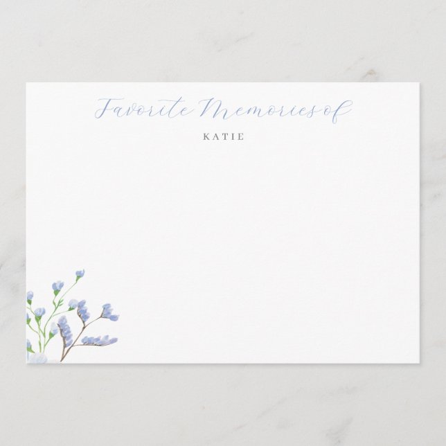 Light Blue Floral Favorite Memories Card (Front)