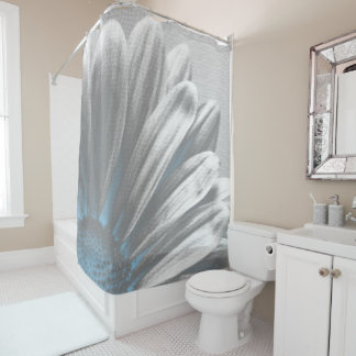 Light Blue Floral Highlights Shower Curtain