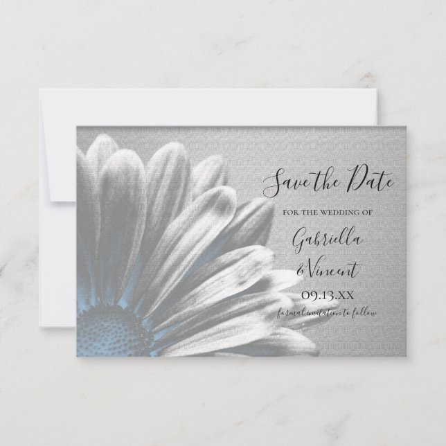 Light Blue Floral Highlights Wedding Save the Date (Front)