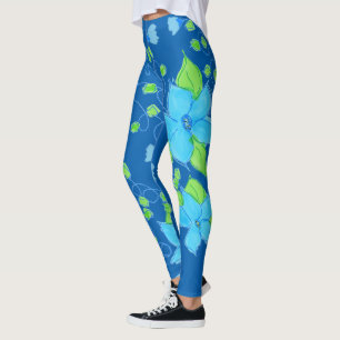 Light Blue Floral Leggings