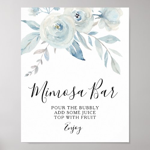 light blue floral mimosa bar sign