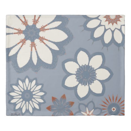 Light Blue Floral Pattern Duvet Cover