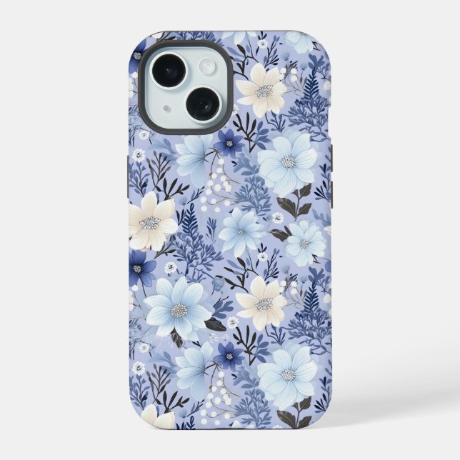 Light Blue Floral Pattern Iphone Case (Back)