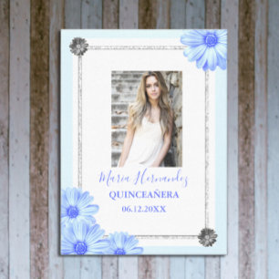 Light Blue Floral Quinceanera Canvas Print