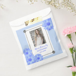 Light Blue Floral Quinceanera Favor Bag