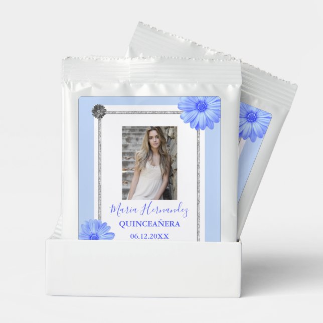 Light Blue Floral Quinceanera Lemonade Drink Mix (Pair)