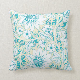 Light Blue Floral Throw Pillow