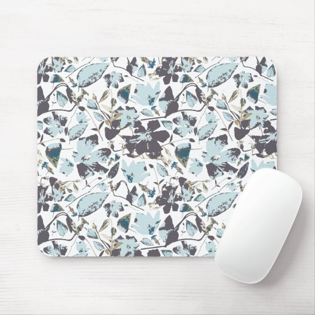 Light Blue Floral Watercolor Clematis Vine Mouse Pad (With Mouse)