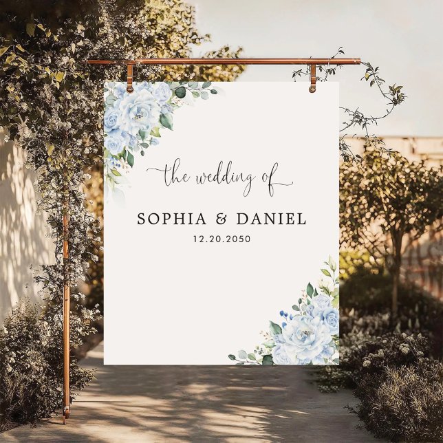 Light Blue Floral Wedding Backdrops Banner (Creator Uploaded)