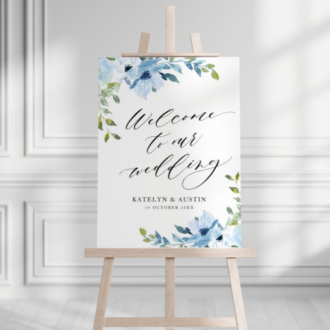 light blue floral wedding welcome sign (Creator Uploaded)