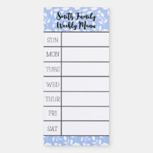 Light Blue Floral Weekly Meal Planning