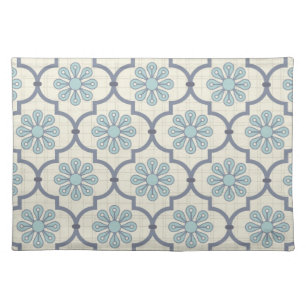 Light Blue Floral Woven Cotton Placemats