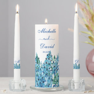 Light Blue Florals Wedding Unity Candle Set