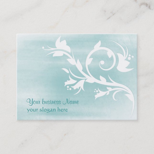 light blue flourish customizable business card (Front)