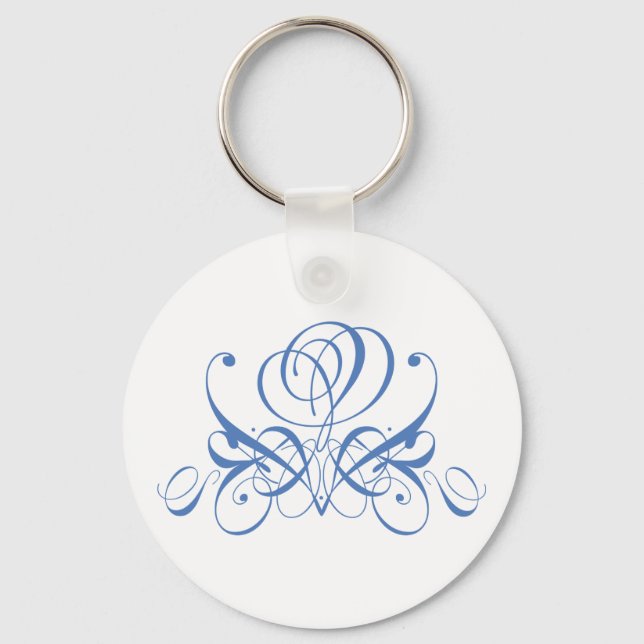 Light Blue Flourish Rose Keychain (Front)
