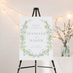 Light blue flower wedding welcome sign Foam Board