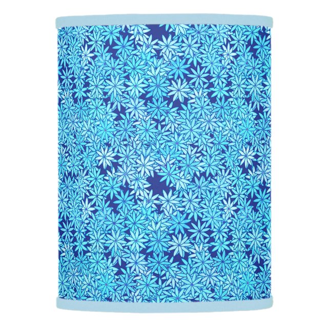 Light blue flowers, navy background lamp shade (Front)