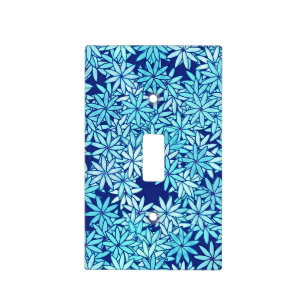 Light blue flowers, navy background switch cover