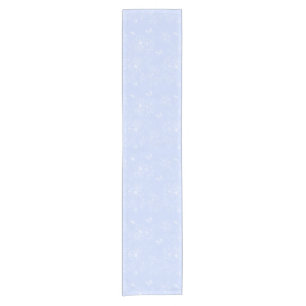 Light Blue Flowers Pattern, Floral, Minimalist Short Table Runner