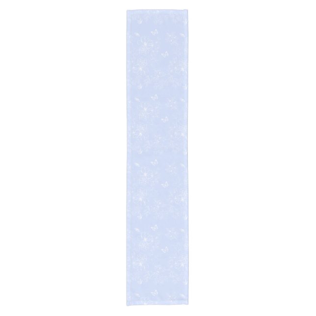 Light Blue Flowers Pattern, Floral, Minimalist Short Table Runner (Front)