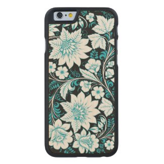 Light Blue Flowers Carved® Maple iPhone 6 Slim Case