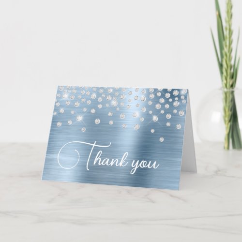 Light Blue Foil Diamond Confetti 50th Birthday Thank You Card