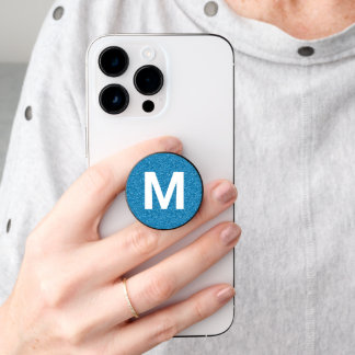 Light Blue Foil Look and Monogram PopSocket