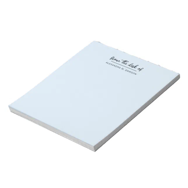 Light Blue From The Desk Of Simple Script Name Notepad | Zazzle
