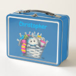 Light Blue Funny Sock Monster Design Metal Lunch Box