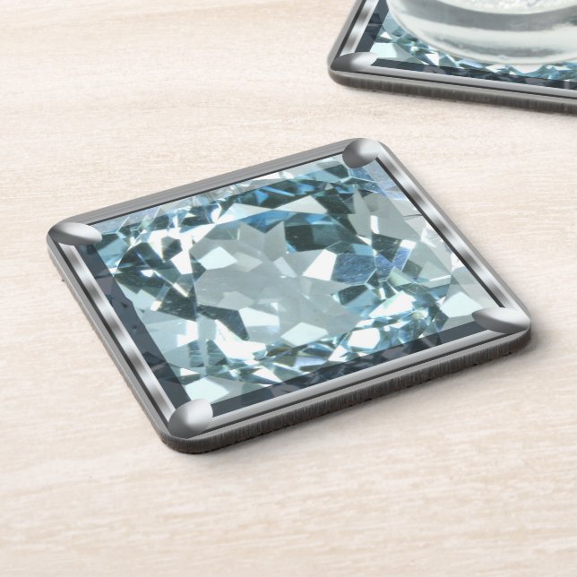 Light Blue Gem Drink Coaster (Left Side)