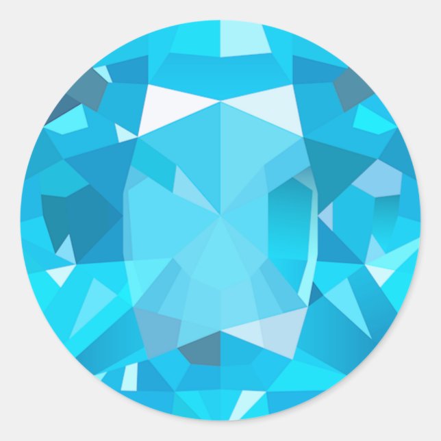 Light Blue Gems Round Stickers (Front)