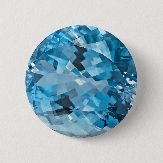 Light blue Gemstone Aquamarine March Birthstone Button (Front)