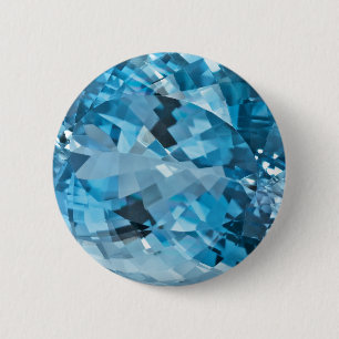 Light blue Gemstone Aquamarine March Birthstone Button