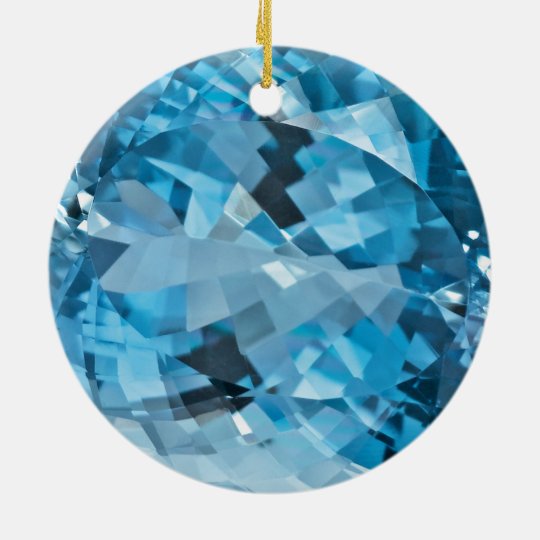 Light blue Gemstone Aquamarine March Birthstone Ceramic Ornament