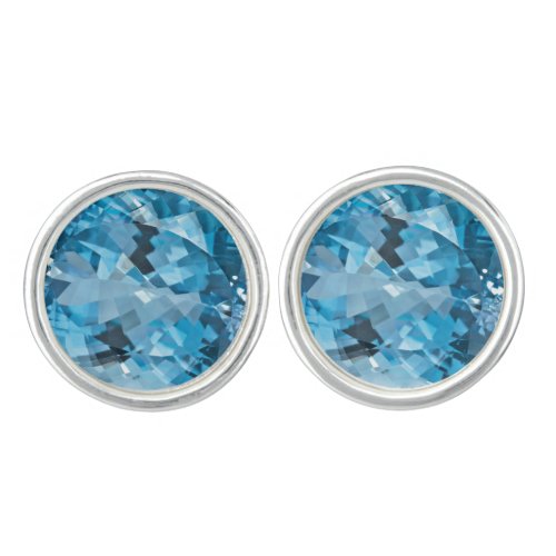 Light blue Gemstone Aquamarine March Birthstone Cufflinks