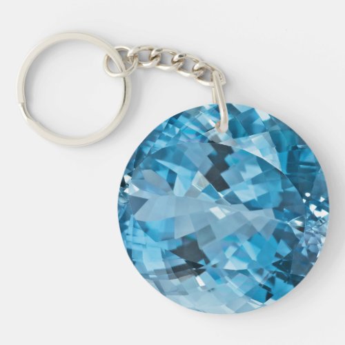 Light blue Gemstone Aquamarine March Birthstone Keychain