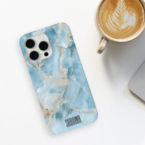 Light Blue Gemstone Modern Name Gift for Her  iPhone 15 Pro Max Case