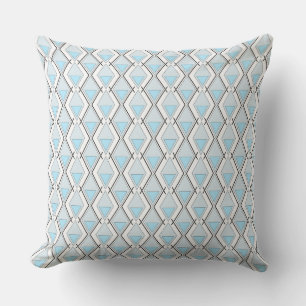 Light blue geometric art deco pattern  outdoor pillow